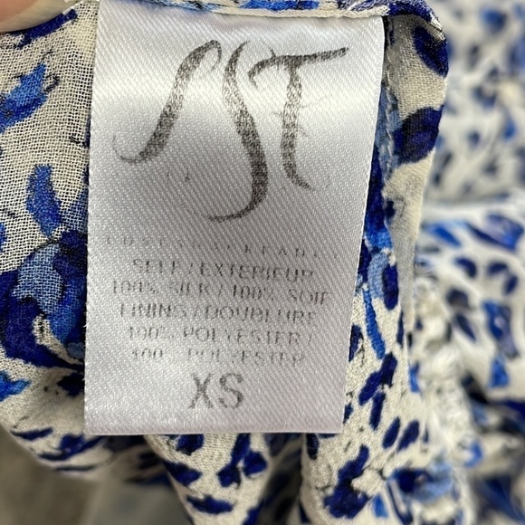 LoveShackFancy Nellie Blouse Floral Print Silk Biscay Blue Peplum Sz XS - Picture 14 of 14